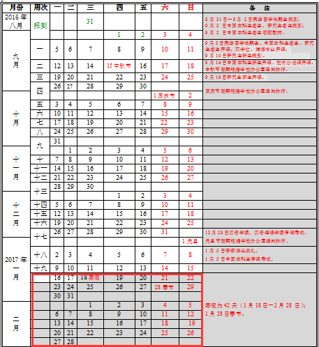 北京语言大学最新或2022（历届）年寒假放假时间表