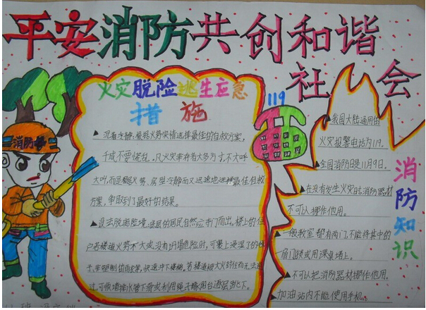 关于小学一年级消防安全手抄报