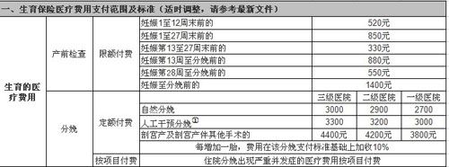 北京市生育保险最新报销标准汇总表