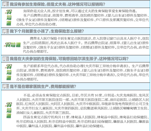 最新或2022（历届）年大庆生育保险报销指南