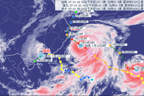 7月10日台风灿鸿实时路径图：台风灿鸿登陆哪里